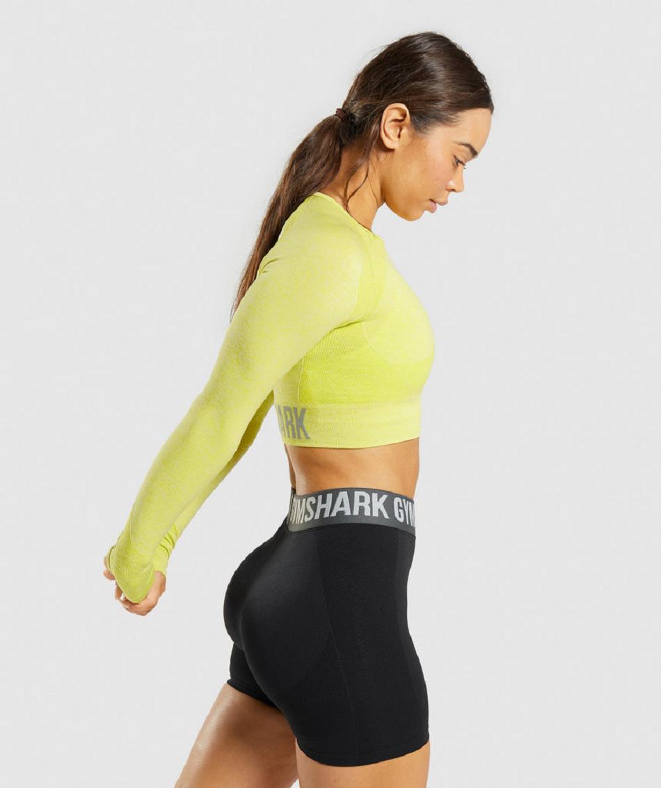 Corp Tops Gymshark Flex Sports Long Sleeve Mujer Amarillo | CO 2582VRW